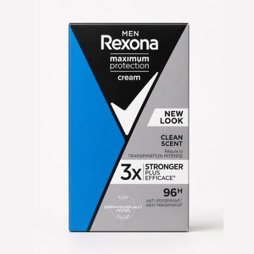 1780244455_6a1c5fe7672945.41938065.png Rexona Men Maximum Protection Cream Clean Scent Anti-Transpirant 96H — Rexona déodorant au Maroc