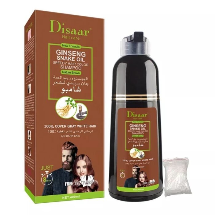 Disaar Shampooing Colorant Marron pour Cheveux à base de ginseng et d'huile de serpent, pour Couvrir les Cheveux Gris-blancs — Disaar shampoing au Maroc
