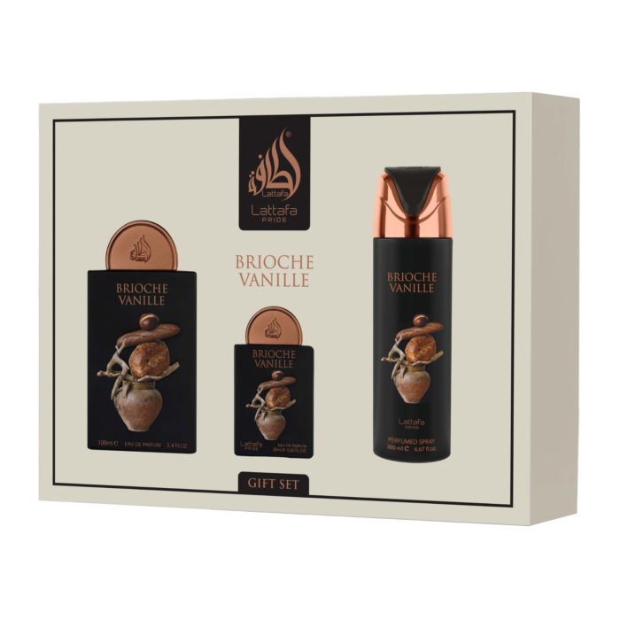 giftset-brioche-68d6b1034f327.png Brioche Vanille 3-Piece Perfume Gift Set — Brioche coffret cadeau beauté au Maroc