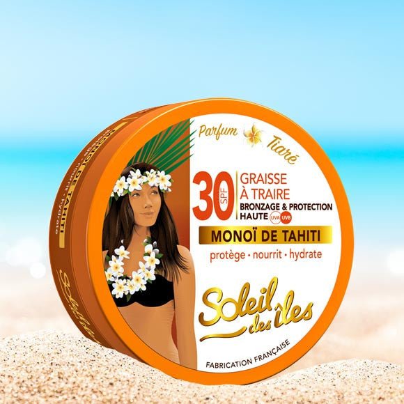 graisse-a-traire-150ml-monoi-soleil-des-iles-parfum-tiare-spf30.jpg Graisse a Traire Bronzage et Protection SPF - Soleil des iles — Graisse crème solaire visage au Maroc