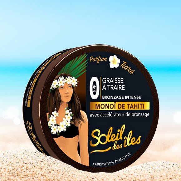 graisse-a-traire-monoi-soleil-des-iles-parfum-tiare-150ml.jpg Graisse a traire Bronzage Intense SPF0 - Soleil des iles — Graisse crème solaire visage au Maroc